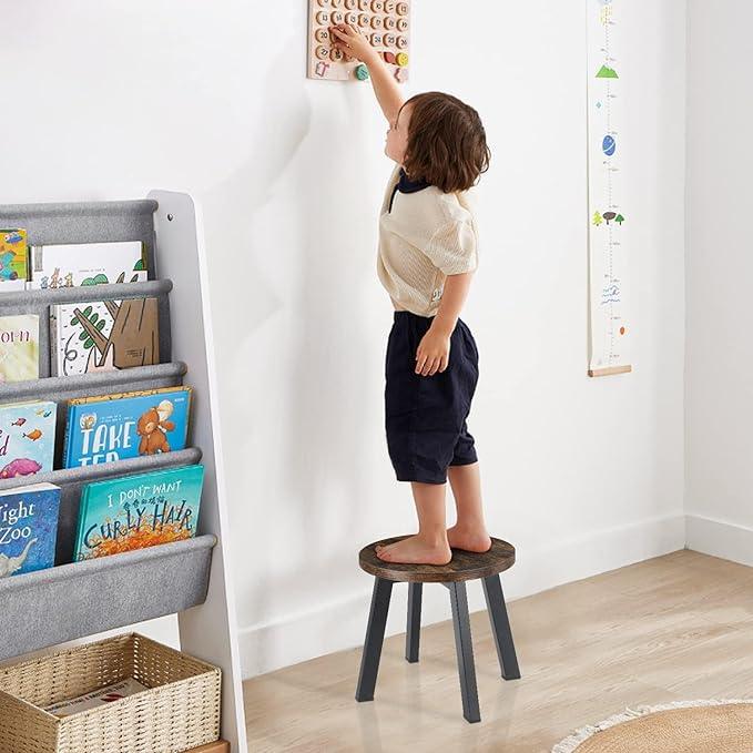 Round Toddler Step Stool for High Bed, Step Stool with Non-Slip Feet for Bedroom, Living Room and Kitchen, Hold Up to 450 lbs (11" L x 11" W x 10.5" H) - Ouch Cart