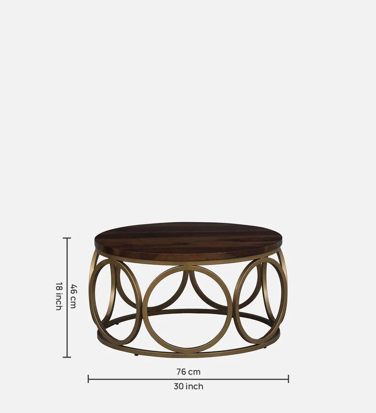 Metal Coffee Table In Matte Gold Finish - Ouch Cart