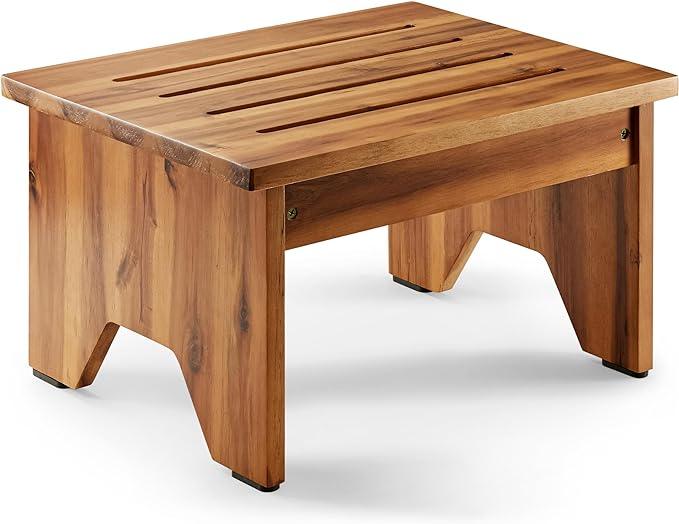 Wooden Step Stools for High Beds - 200 lbs Safety Stepping Stool Bathroom Aid for Handicap, Elderly, Seniors, Kid, Bathtub, Bed, Kitchen (Acacia Wood 9" Height) - Ouch Cart