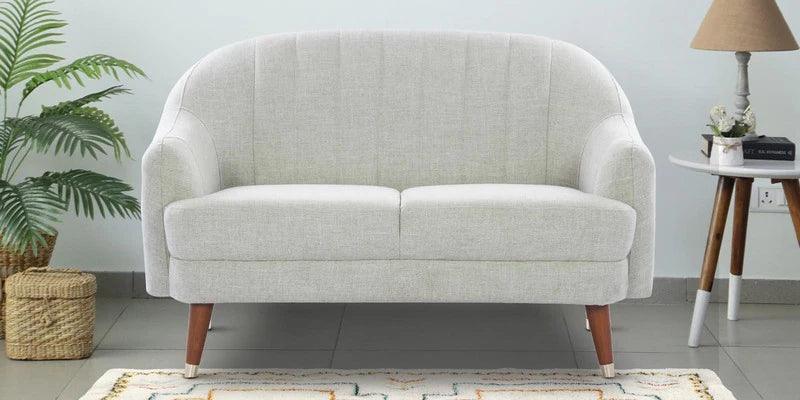 Velvet Fabric 2 Seater Sofa in Ivory Colour - Ouch Cart