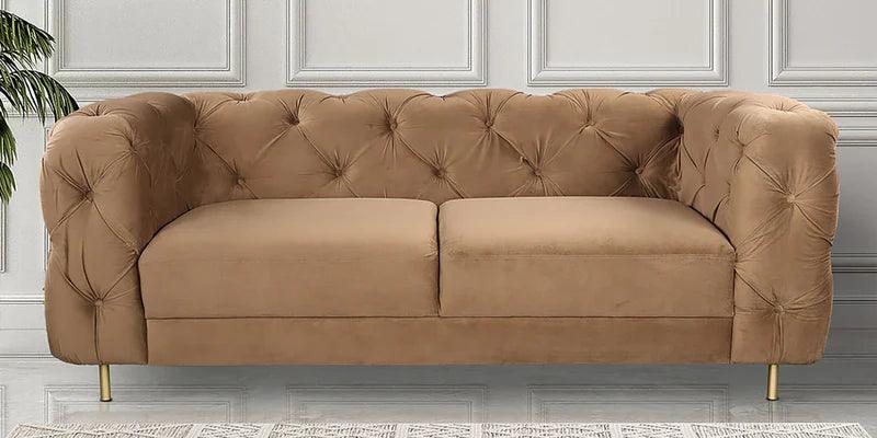 Velvet Fabric 2 Seater Sofa In Brown Colour - Ouch Cart