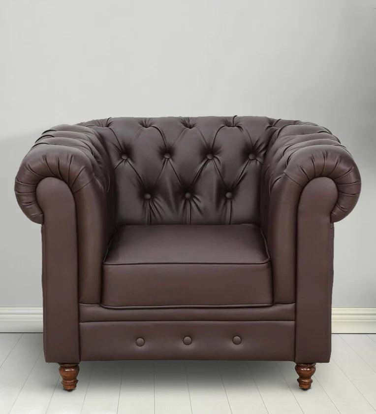 Leatherette 1 Seater Sofa In Dark Brown Colour - Ouch Cart