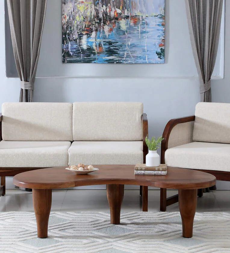 Solid Wood Coffee Table In Teak Finish - Ouch Cart