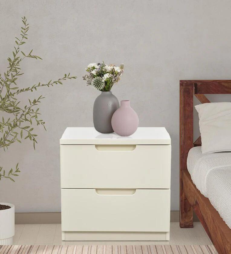 Bedside Table in White Colour - Ouch Cart