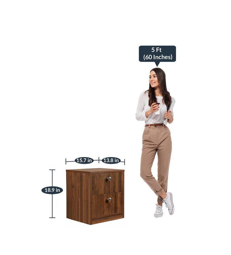 Double Drawer Bedside Chest in Matte Finish - Ouch Cart