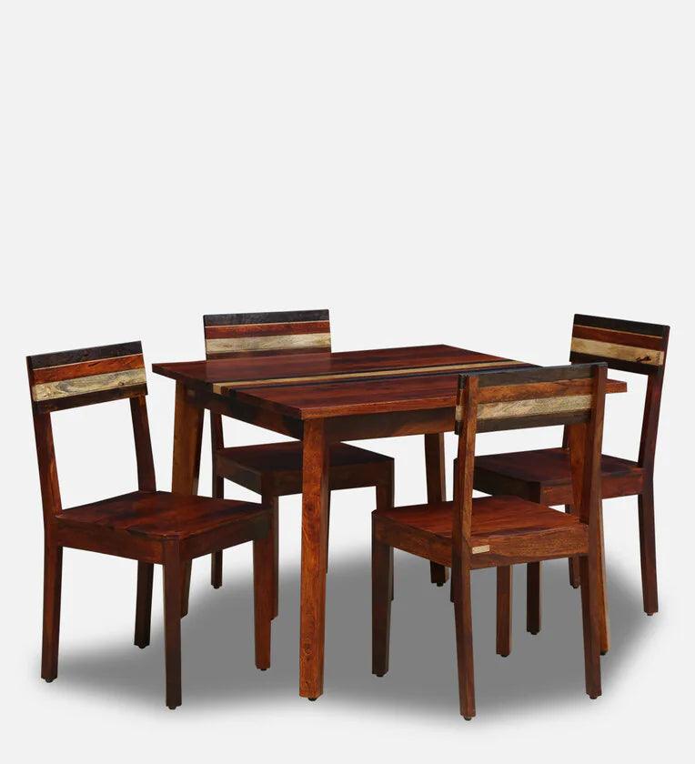 Sheesham Wood 4 Seater Dining Set In Scratch Resistant Honey Oak Finish - Ouch Cart