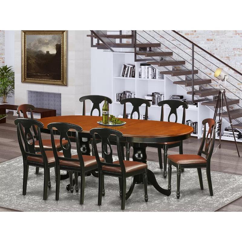 9 - Piece Extendable Solid Wood Double Pedestal Dining Set - Ouch Cart