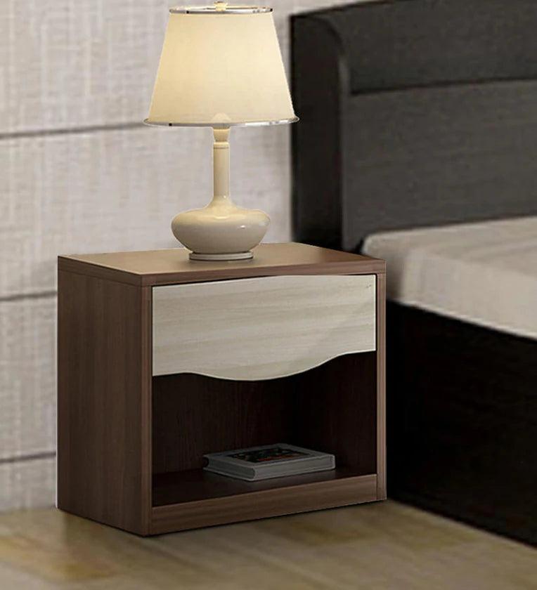 Crescent Bedside Table in Dark Acaica Finish - Ouch Cart