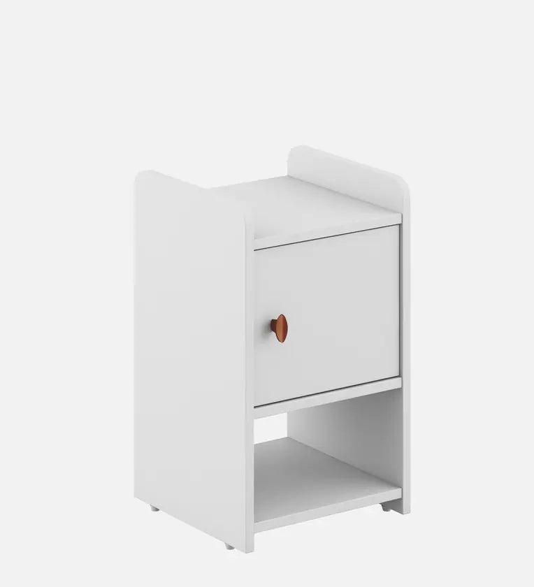 Bed Side Table In Frosty White Finish - Ouch Cart