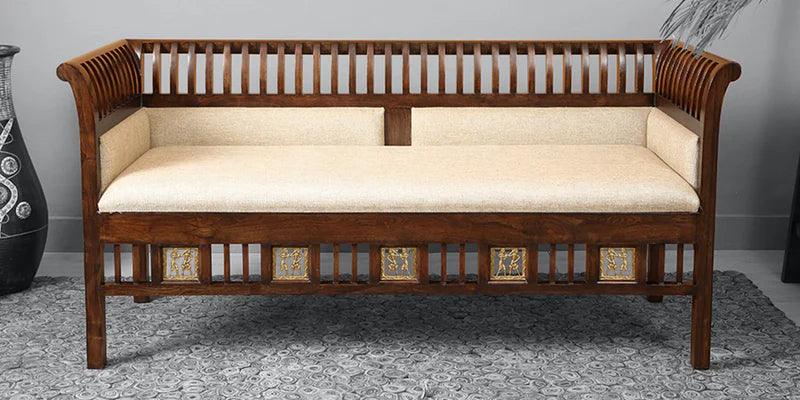 Teak Wood 3 Seater Sofa in Walnut Finish - Ouch Cart