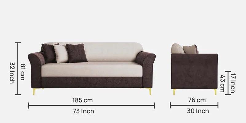 Velvet 3 Seater Sofa in Mocha Brown & Camel Beige Colou - Ouch Cart