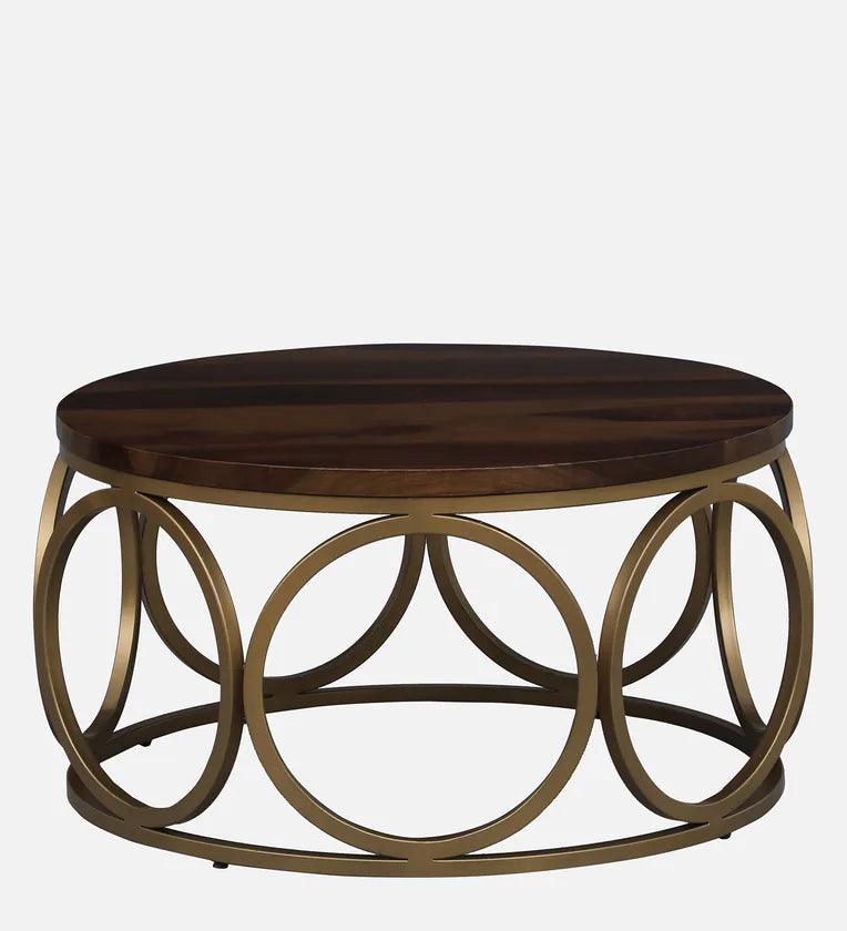Metal Coffee Table In Matte Gold Finish - Ouch Cart