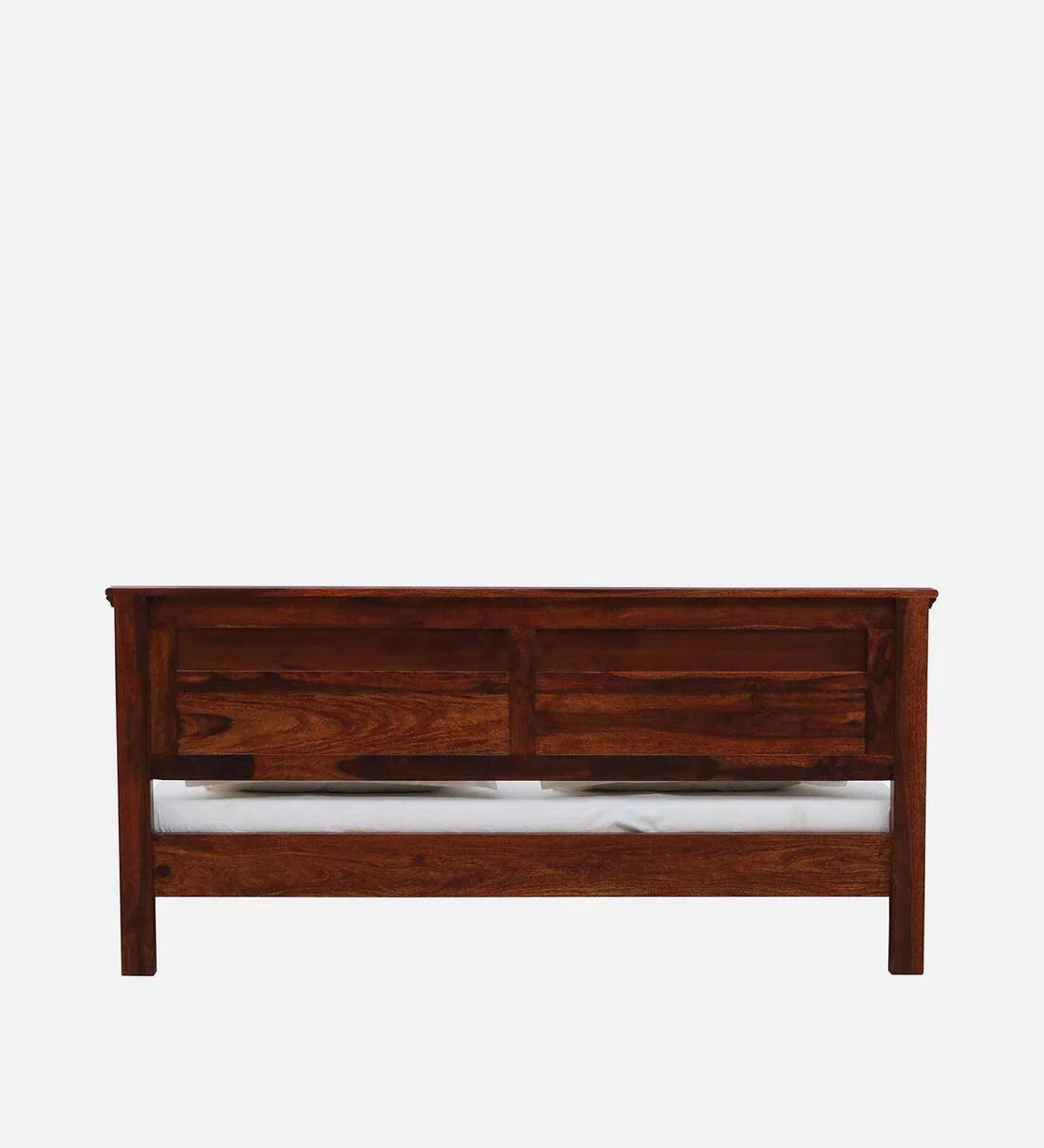 Sheesham Wood King Size Bed In Scratch Resistant Honey Oak Finish with Tiles on Footrest - Ouch Cart