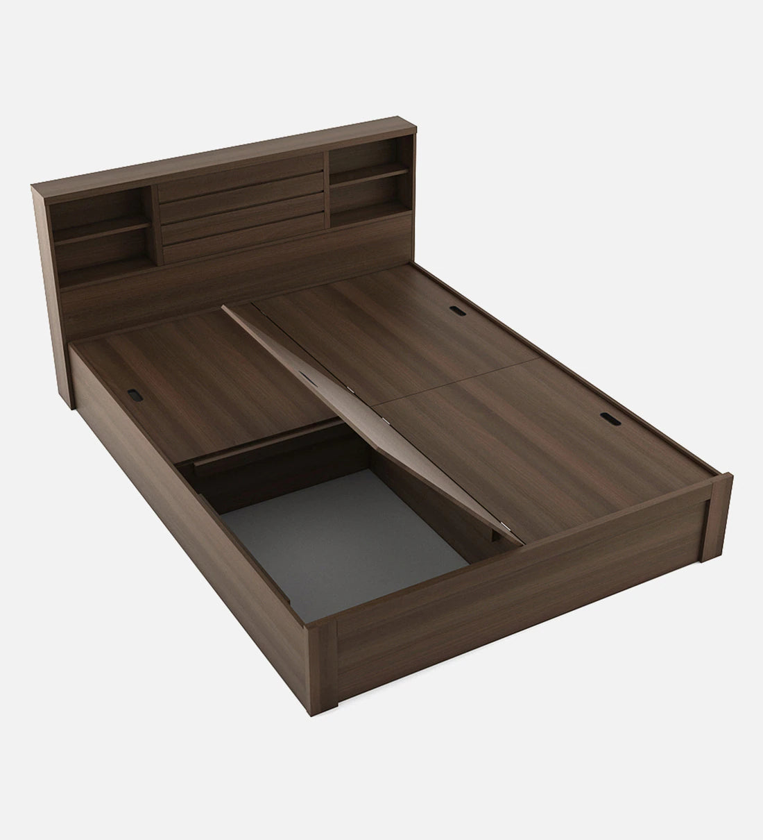 King Size Bed in Brown Finish with Box Storage