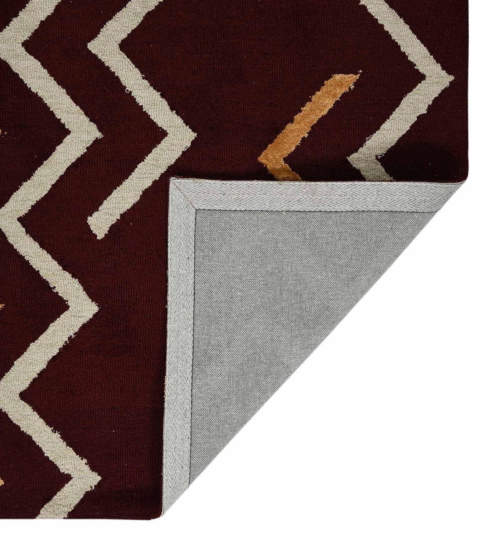 RED BERRY Wool & Viscose Canyan 4x6 Feet Hand-Tufted Carpet - Rug - Ouch Cart