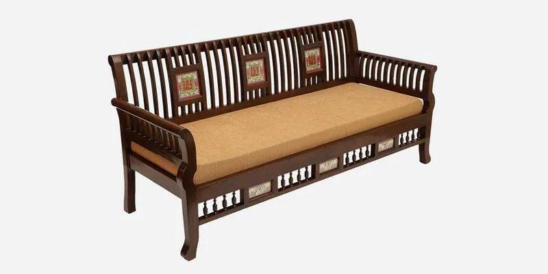 Solid Wood 3 Seater Sofa in Walnut Colour - Ouch Cart