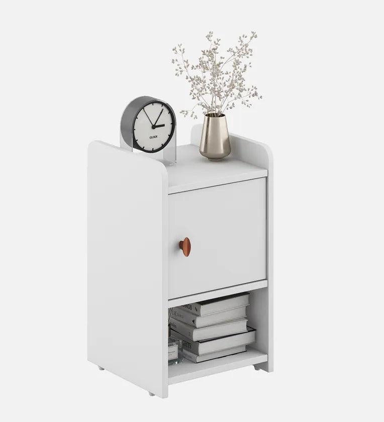 Bed Side Table In Frosty White Finish - Ouch Cart