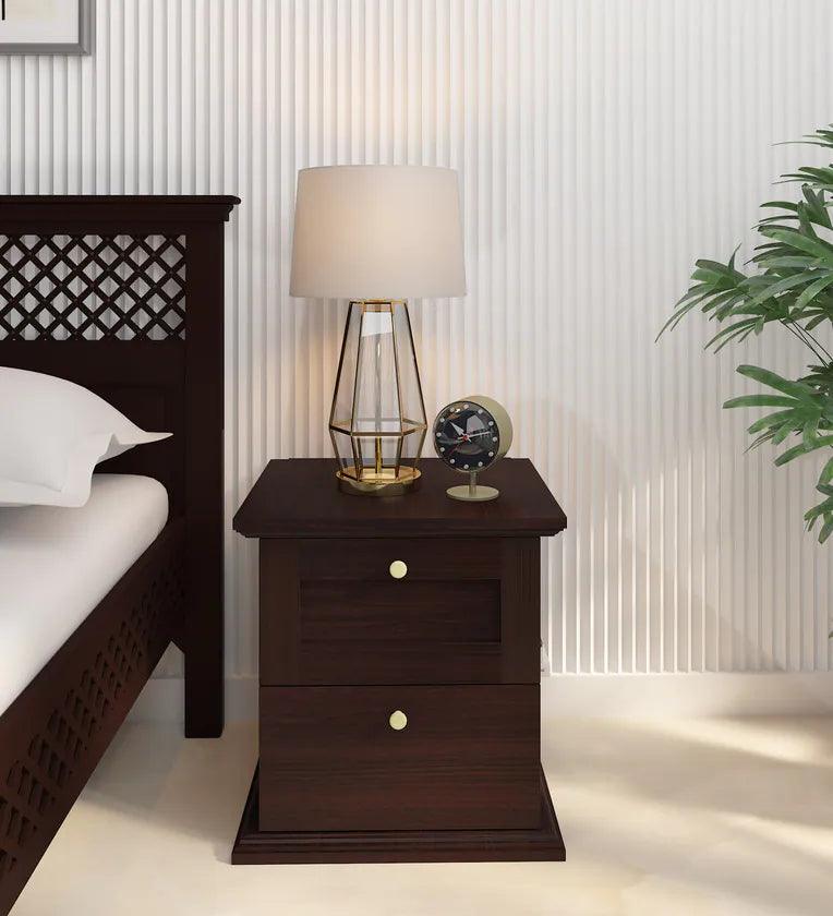 Bedside Table in Walnut Finish with Drawer - Ouch Cart