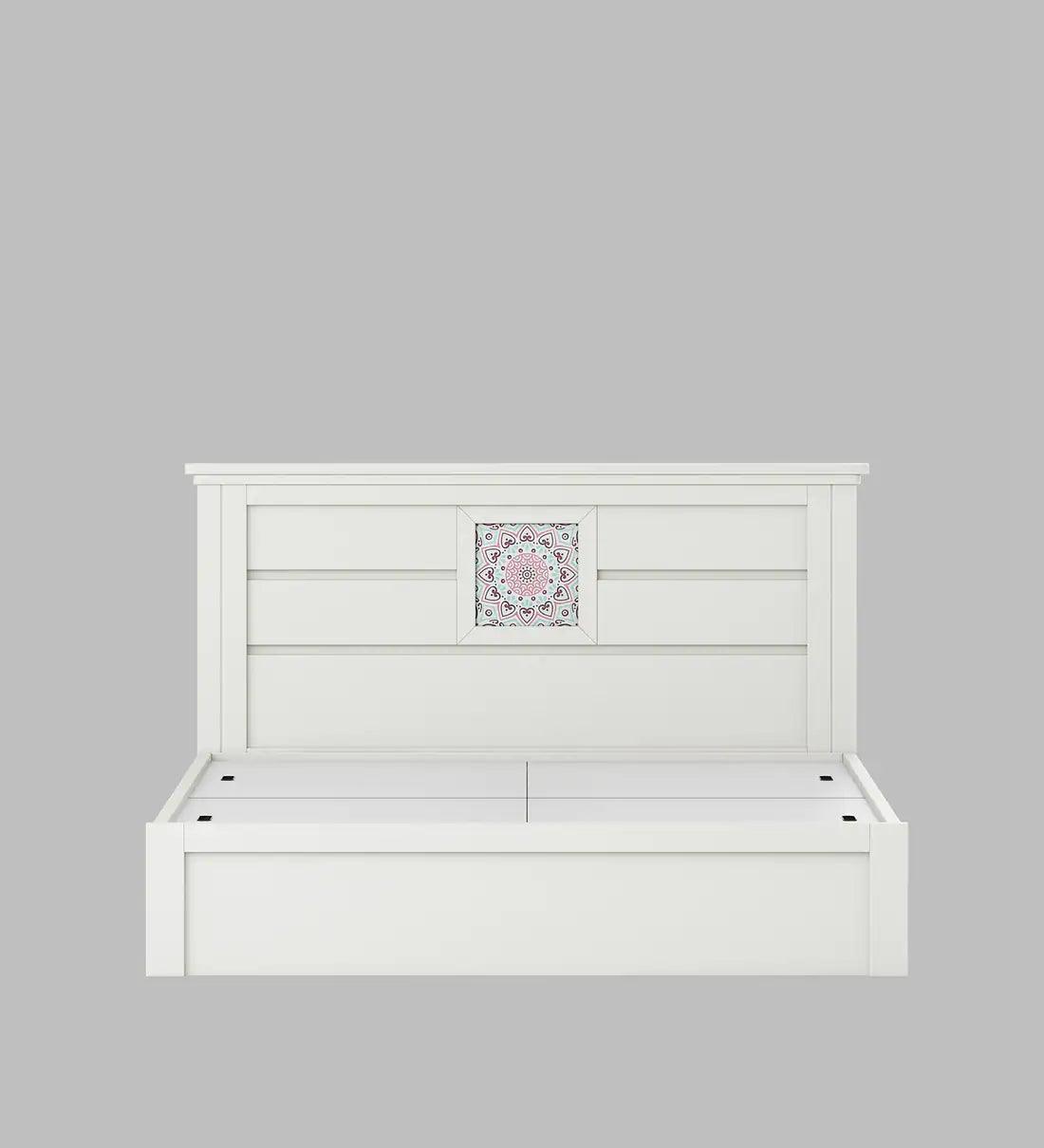 Bryan King Size Bed in Kingston White Finish with Box Storage - Ouch Cart