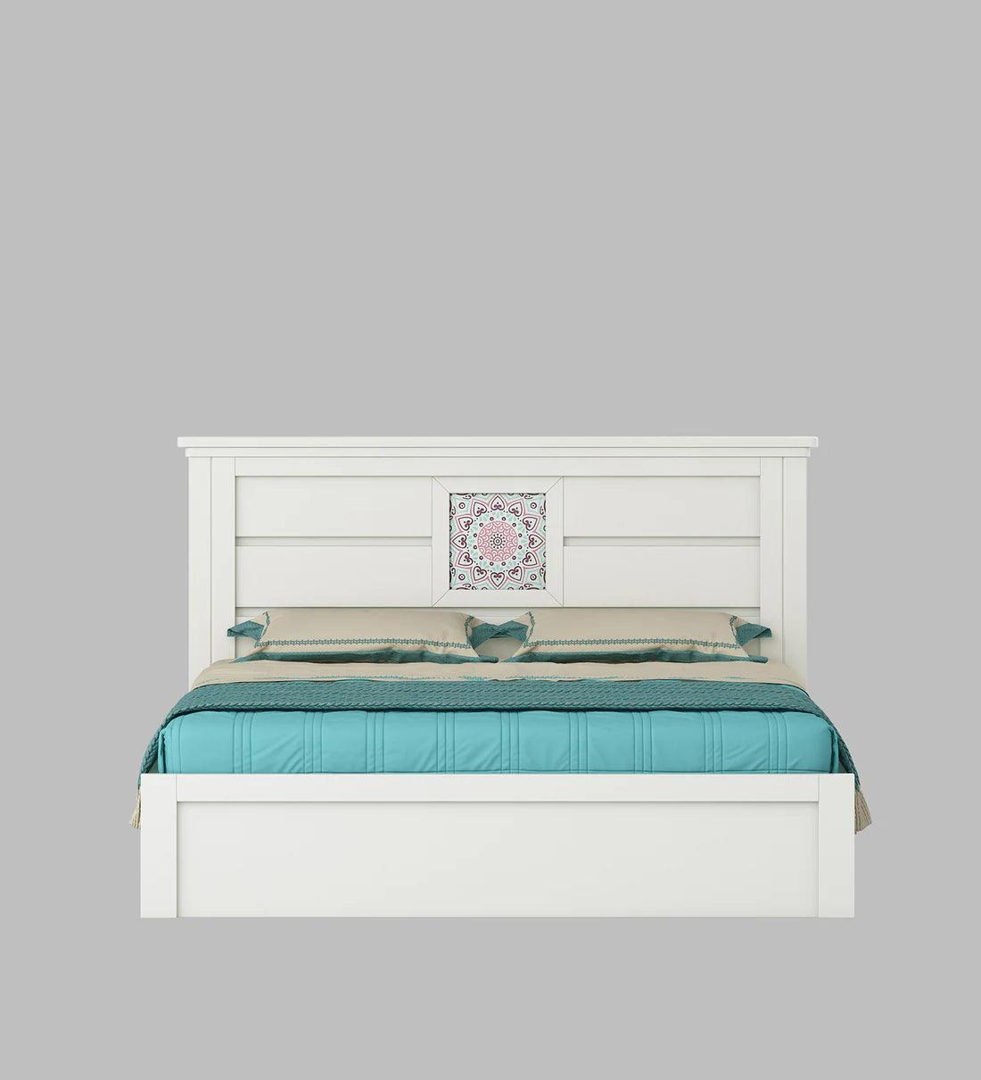 Bryan King Size Bed in Kingston White Finish with Box Storage - Ouch Cart