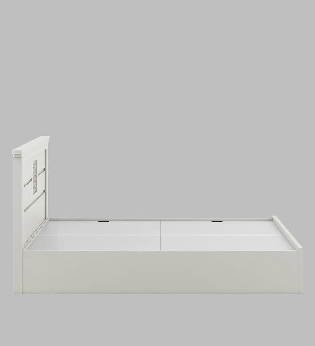 Bryan King Size Bed in Kingston White Finish with Box Storage - Ouch Cart
