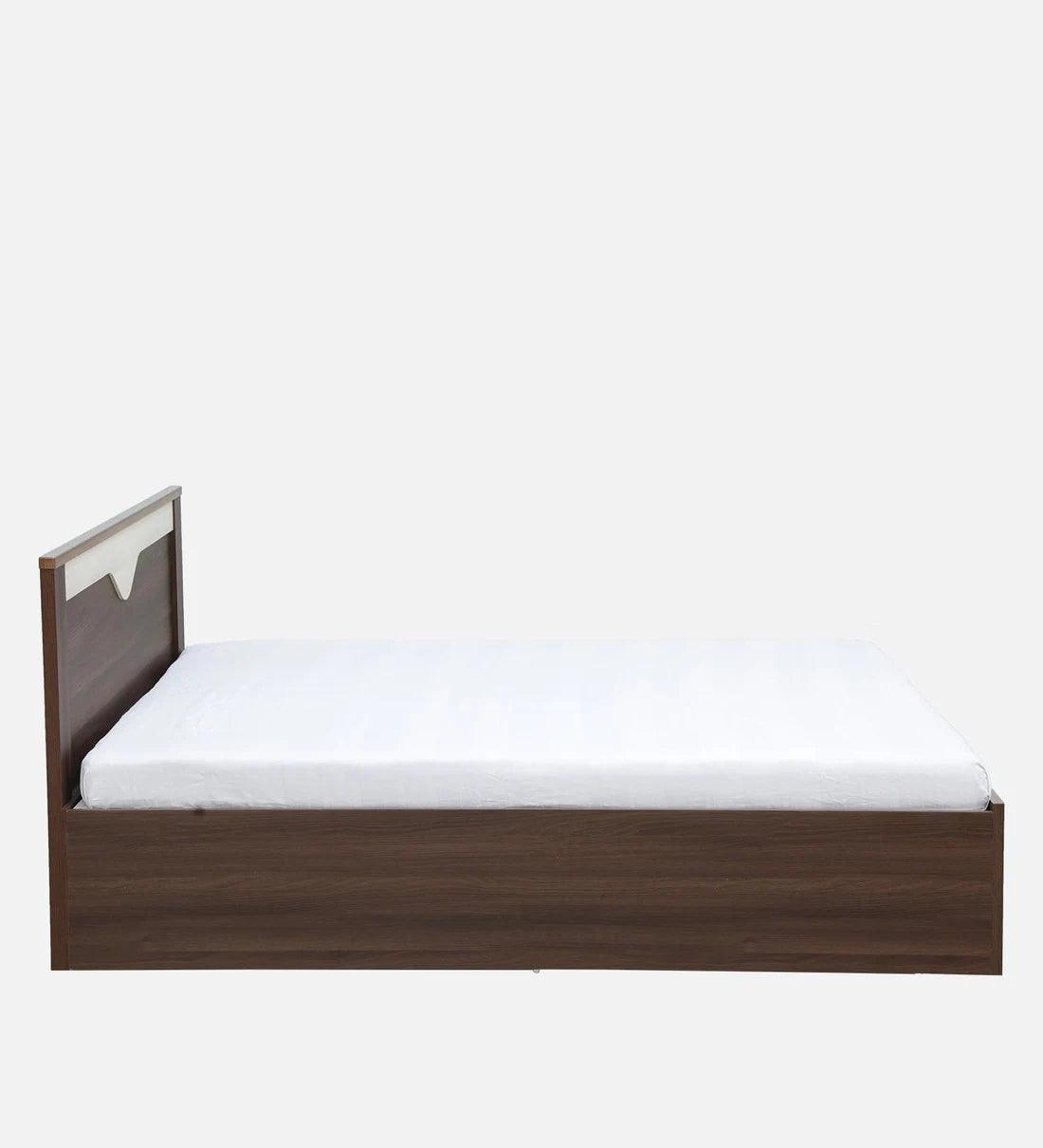 Crescent King Size Bed in Dark Acacia Finish with Box Storage - Ouch Cart