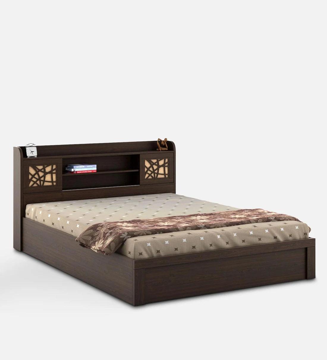 Mayflower King Size Bed in Vermount Woodpore Finish with Hydraulic Storage - Ouch Cart