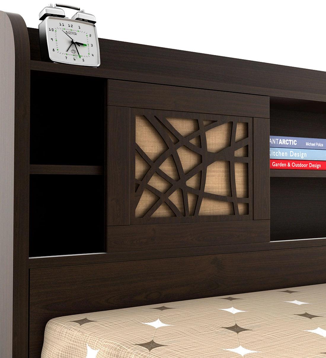 Mayflower King Size Bed in Vermount Woodpore Finish with Hydraulic Storage - Ouch Cart