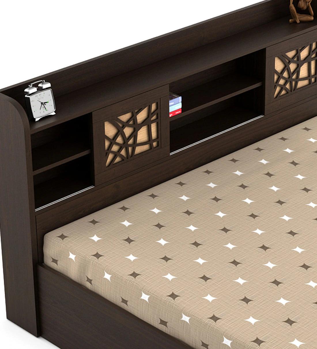 Mayflower King Size Bed in Vermount Woodpore Finish with Hydraulic Storage - Ouch Cart