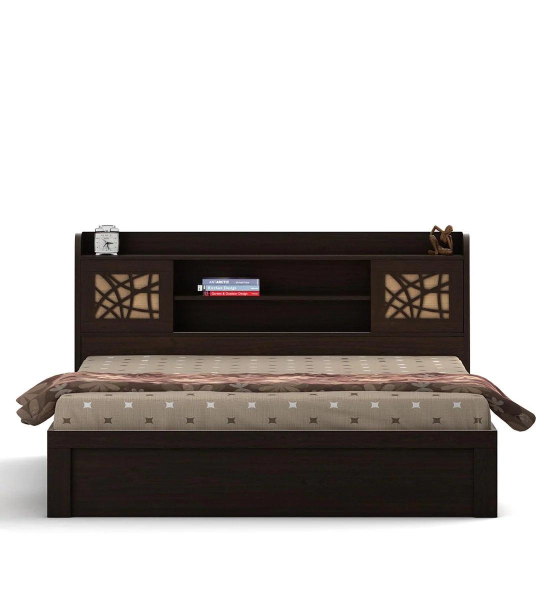 Mayflower King Size Bed in Vermount Woodpore Finish with Hydraulic Storage - Ouch Cart