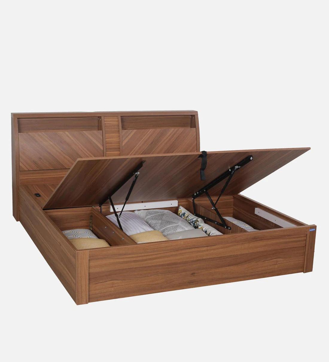 Monarch King Size Bed in Natural Wenge Finish with Hydraulic Storage - Ouch Cart