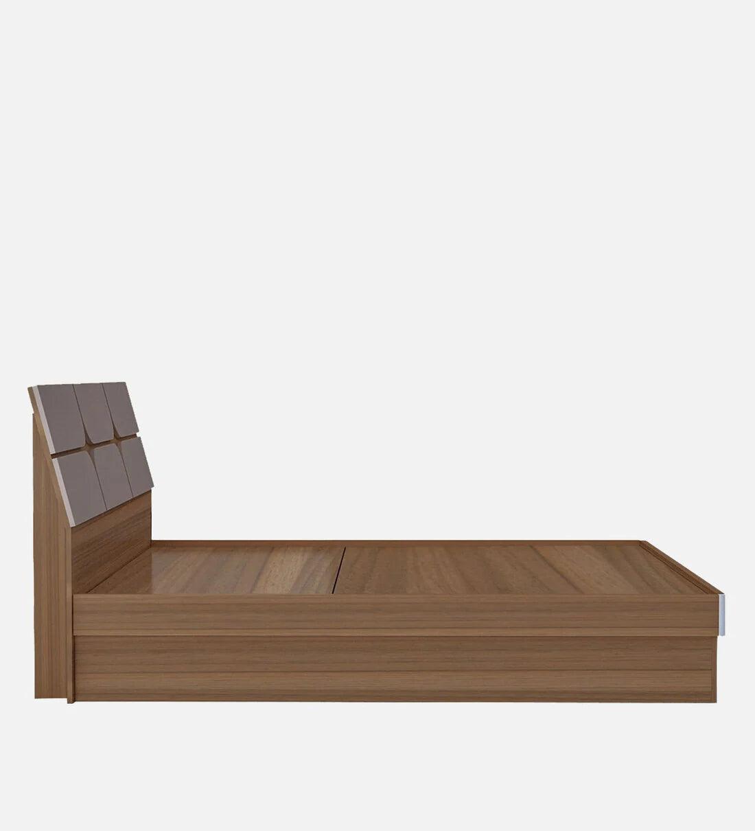 Bromo King Size Bed in Teak Finish with Hydraulic Storage - Ouch Cart