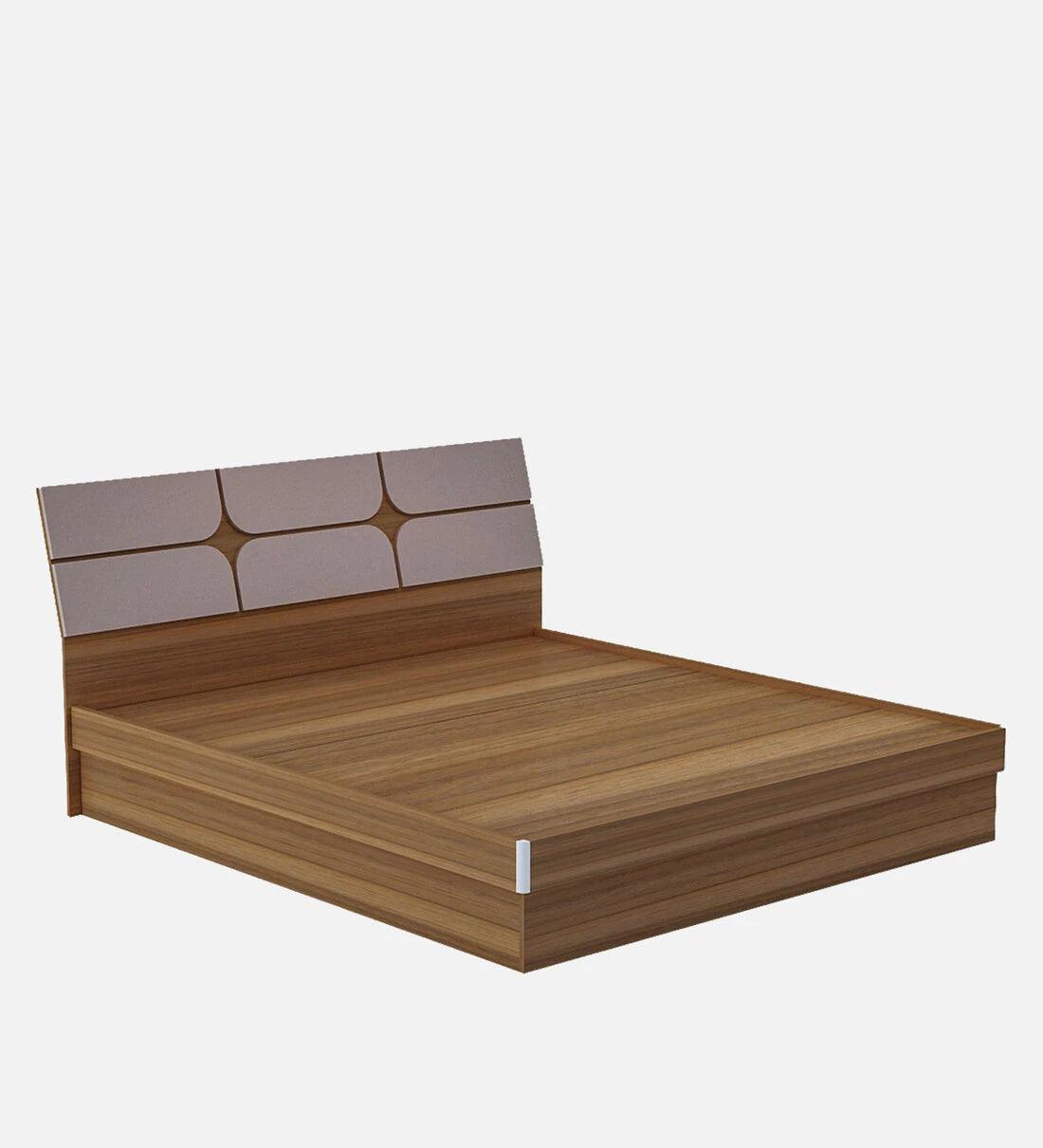 Bromo King Size Bed in Teak Finish with Hydraulic Storage - Ouch Cart