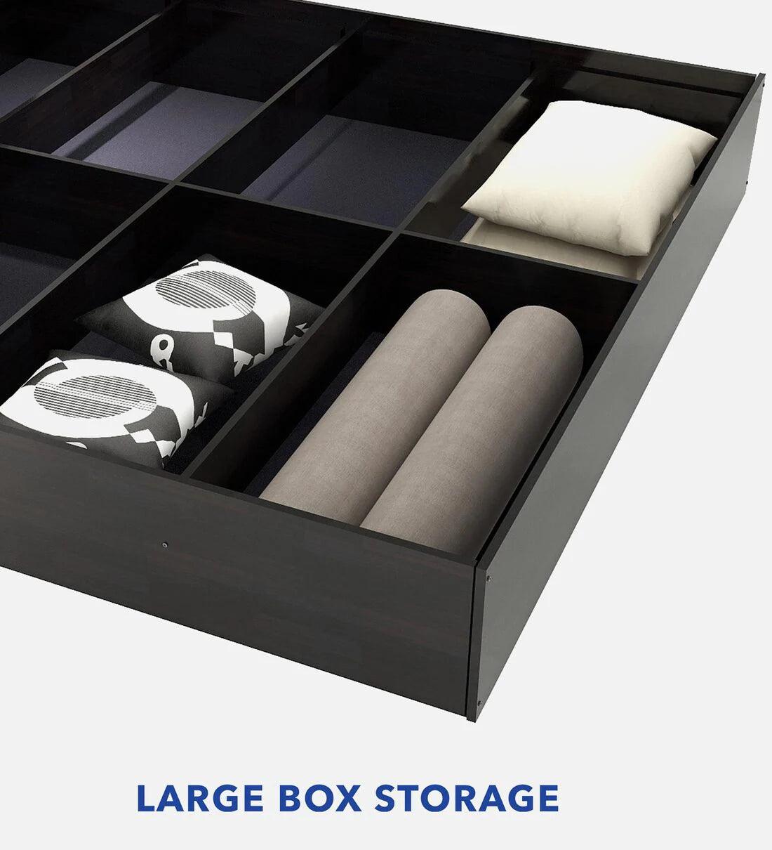 King Size Bed in Wenge Finish with Storage - Ouch Cart