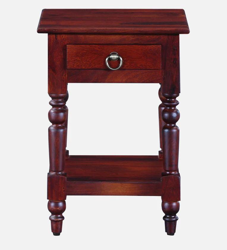 Sheesham Wood Night Stand In Honey Oak Finish - Ouch Cart