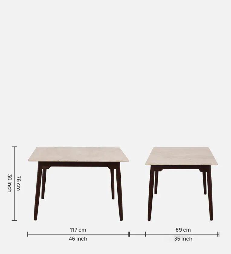 Marble Top 4 Seater Dining Set in Teak Wood Finish - Ouch Cart