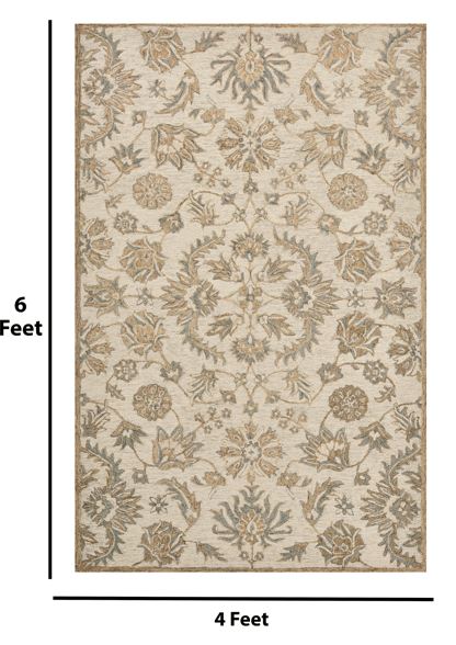 Saraswati Global Rug , Handmade Area Rug, 4x6 Feet, Wool & Viscose Rug, Luxurious Anti-Skid & Anti Slip Backing Carpet , Ideal for Bedroom, Living Room, and Dining Room, Kids Room, Office Rug.