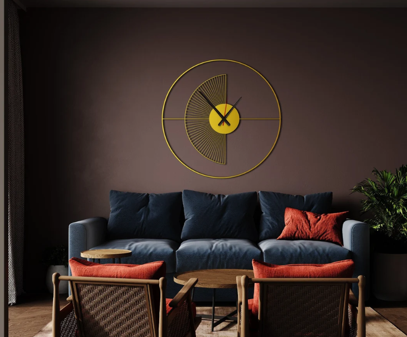 Ring and Moon gold wallclock N.R.HOMESDECOR