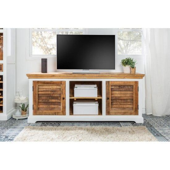 Whitewave Solid Wood Tv Cabinet Two Door Storage Unit | Entertainment Unit 160x70x45 CM (Tv Unit) - Ouch Cart