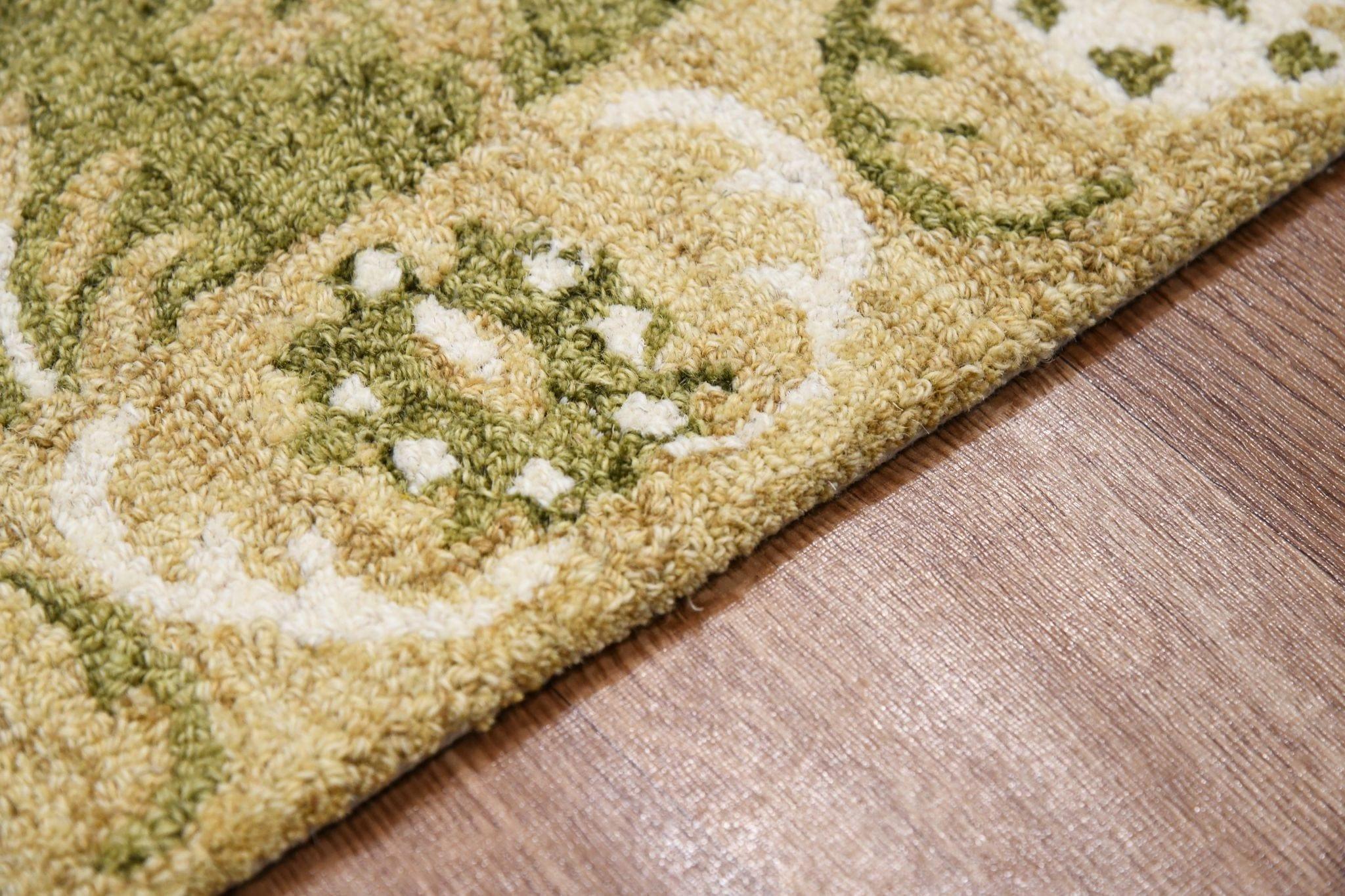 Olive Green Wool Romania 8X10 Feet Hand-Tufted Carpet - Rug - Ouch Cart