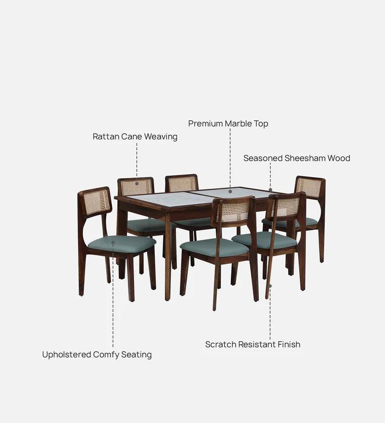 Sheesham Wood 6 Seater Dining Set In Scratch Resistant Provincial Teak Finish With Bench - Ouch Cart