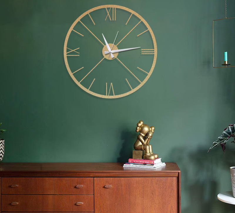 lines and roman Gold wallclock N.R.HOMESDECOR