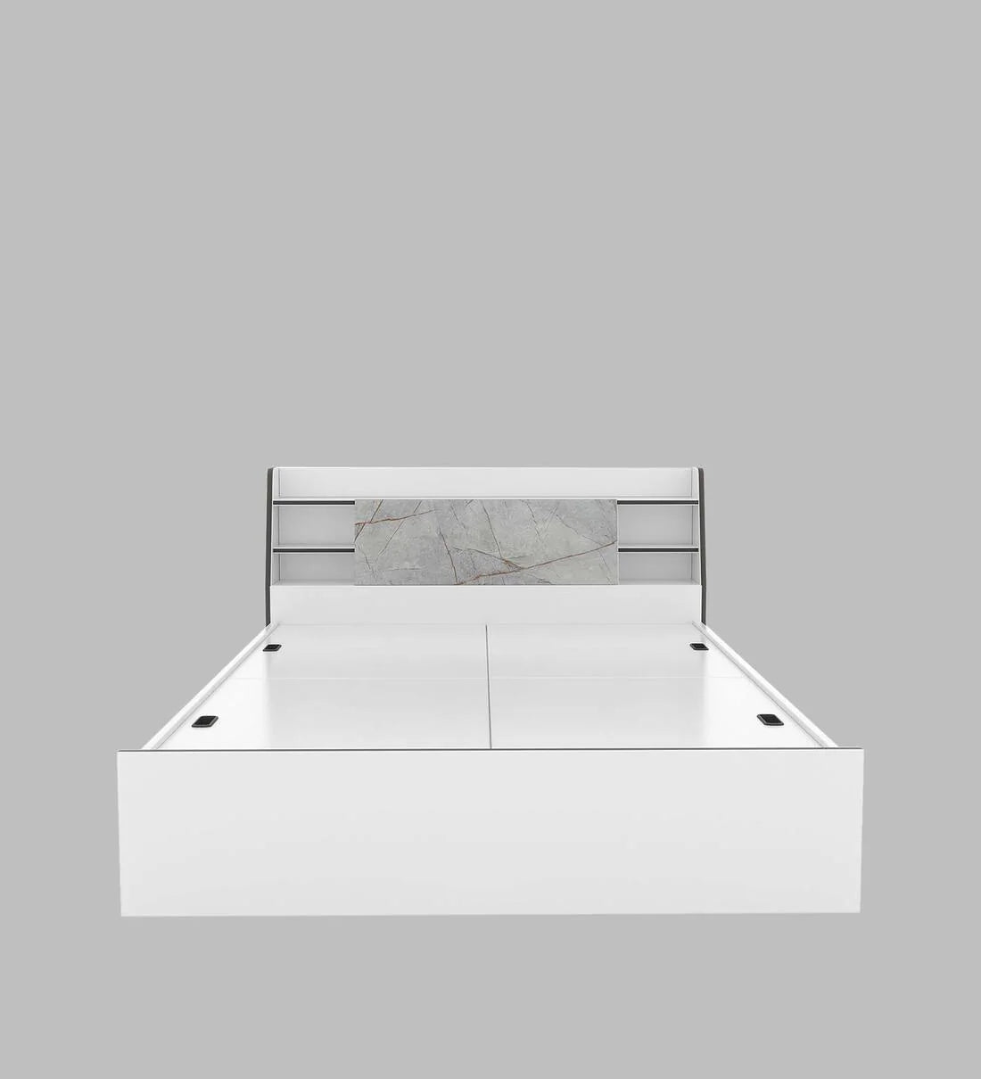 King Size Bed in White Finish with Box Storage
