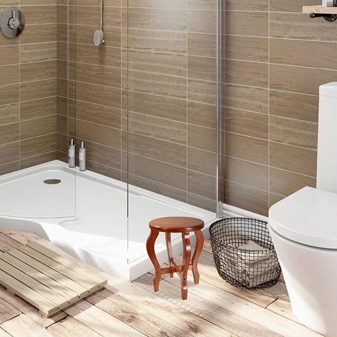 Small Wood Stool Round Wooden Foot Stool Wooden Step Stool for Kids Adults Bathroom Shoe Changing Bedside - Ouch Cart