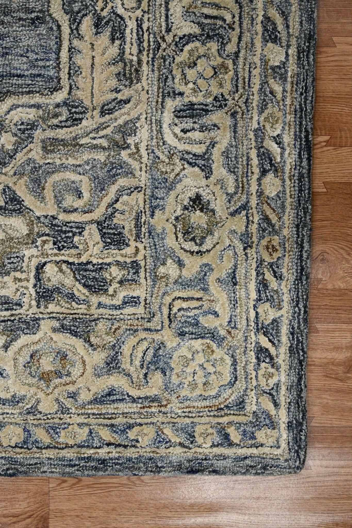 Denim-Gray Wool & Viscose Vestige 8X10 Feet Hand-Tufted Carpet - Rug - Ouch Cart