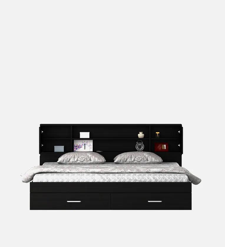 King Size Bed in Wenge Finish with Front Drawer Storage - Ouch Cart