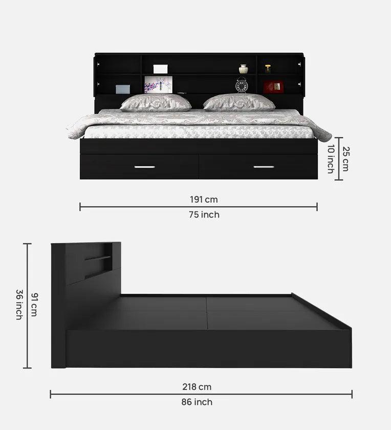 King Size Bed in Wenge Finish with Front Drawer Storage - Ouch Cart