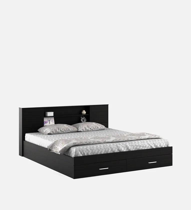 King Size Bed in Wenge Finish with Front Drawer Storage - Ouch Cart