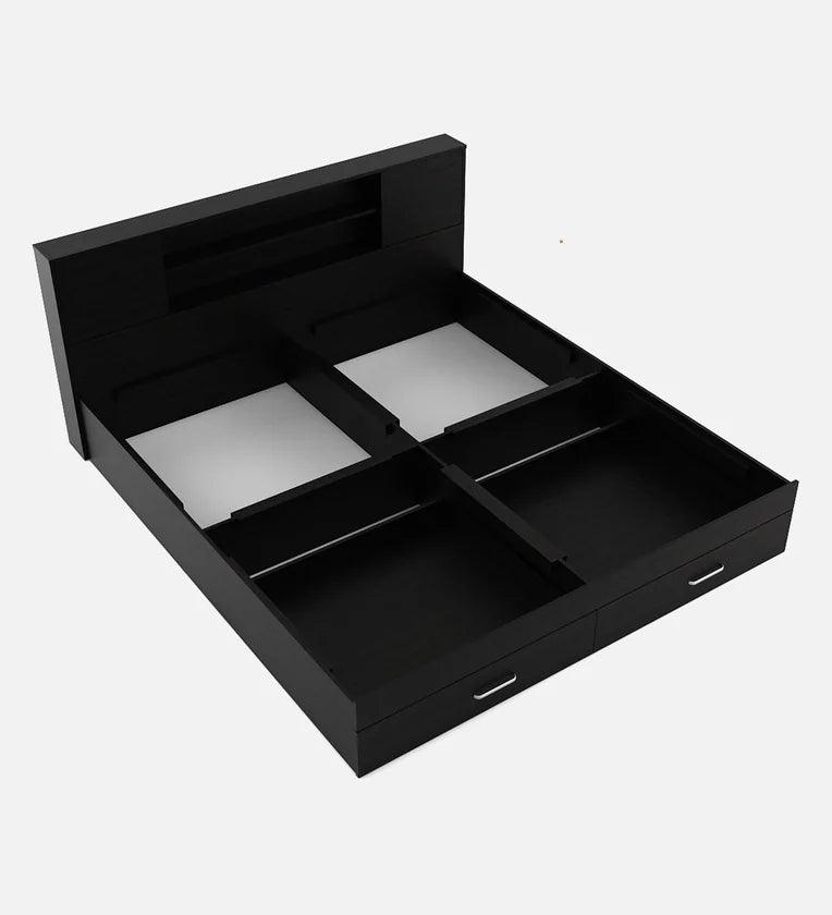 King Size Bed in Wenge Finish with Front Drawer Storage - Ouch Cart