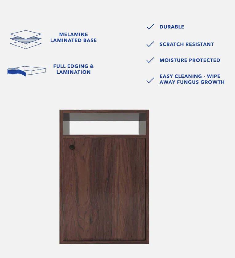 Bed Side Table with Storage in Walnut Finish - Ouch Cart